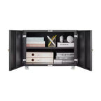 Mobiletto per stampante con spazio di archiviazione, Armadietto per stampante/fotocopiatrice con 2 ante, Armadietto mobile in acciaio con ruote per l'home office