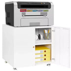 Mobiletto per stampante con spazio di archiviazione, Armadietto per stampante/fotocopiatrice con 2 ante, Armadietto mobile in acciaio con ruote per l'home office