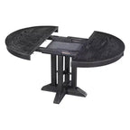 Tavolo da pranzo Whisen con base a piedistallo allungabile in legno stile rustico con prolunga da 35,5 cm