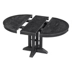 Tavolo da pranzo Whisen con base a piedistallo allungabile in legno stile rustico con prolunga da 35,5 cm