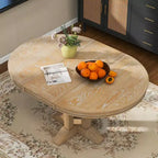 Tavolo da pranzo Whisen con base a piedistallo allungabile in legno stile rustico con prolunga da 35,5 cm