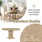 Tavolo da pranzo Whisen con base a piedistallo allungabile in legno stile rustico con prolunga da 35,5 cm