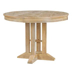 Tavolo da pranzo Whisen con base a piedistallo allungabile in legno stile rustico con prolunga da 35,5 cm