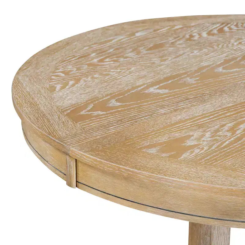 Tavolo da pranzo Whisen con base a piedistallo allungabile in legno stile rustico con prolunga da 35,5 cm