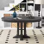 Tavolo da pranzo Whisen con base a piedistallo allungabile in legno stile rustico con prolunga da 35,5 cm
