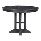 Tavolo da pranzo Whisen con base a piedistallo allungabile in legno stile rustico con prolunga da 35,5 cm