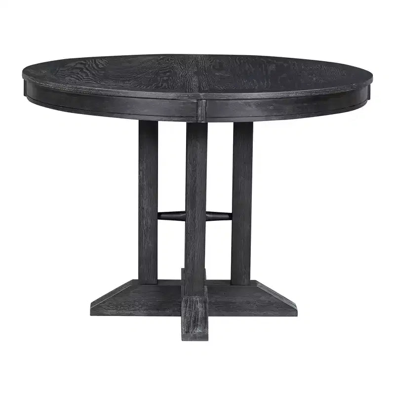 Tavolo da pranzo Whisen con base a piedistallo allungabile in legno stile rustico con prolunga da 35,5 cm