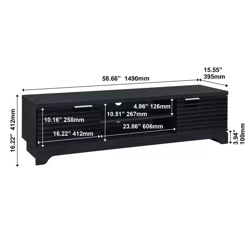 AndMakers 58.66 in. Mobile TV in Legno con 2 Ante, Adatto a TV fino a 65 in.