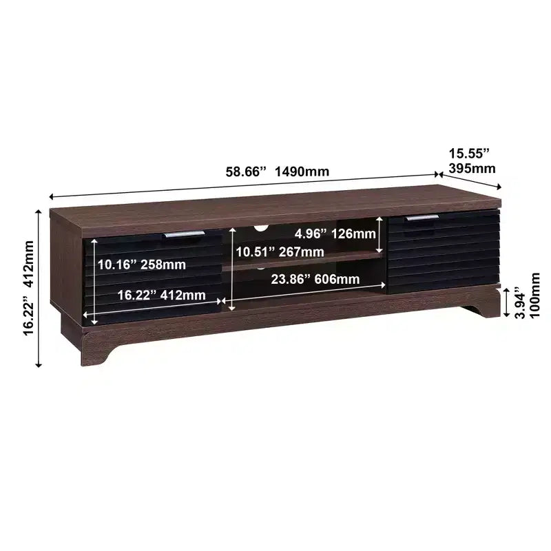AndMakers 58.66 in. Mobile TV in Legno con 2 Ante, Adatto a TV fino a 65 in.