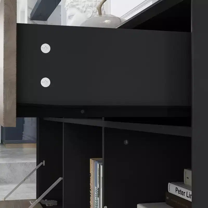Mobile porta TV Famapy a 2 ante con design a ribalta, colore grigio, stile moderno, tavolino da salotto
