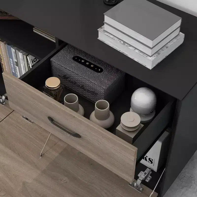 Mobile porta TV Famapy a 2 ante con design a ribalta, colore grigio, stile moderno, tavolino da salotto