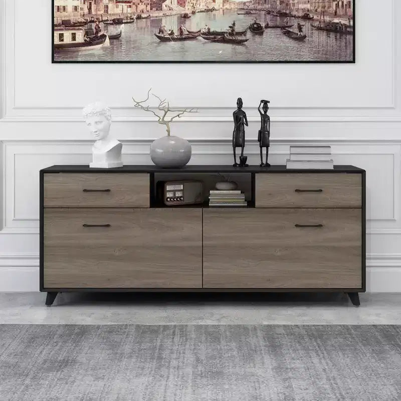 Mobile porta TV Famapy a 2 ante con design a ribalta, colore grigio, stile moderno, tavolino da salotto