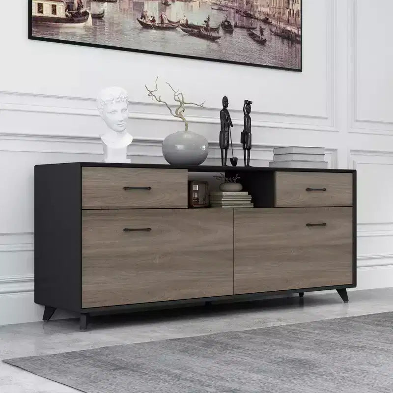 Mobile porta TV Famapy a 2 ante con design a ribalta, colore grigio, stile moderno, tavolino da salotto