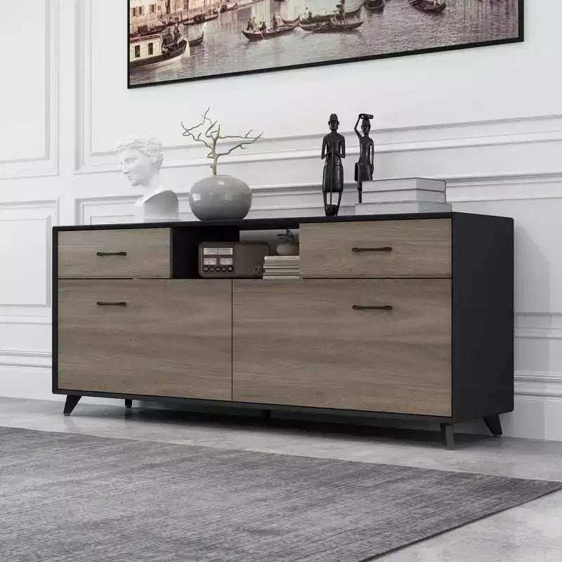Mobile porta TV Famapy a 2 ante con design a ribalta, colore grigio, stile moderno, tavolino da salotto