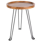 Tavolino Rotondo in Legno The Lakeside Collection con Gambe Pieghevoli in Metallo - 15D -