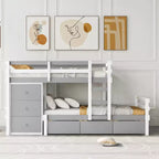 Letto a castello in legno con cassetti e scaletta, da una piazza e mezza - ModernLuxe