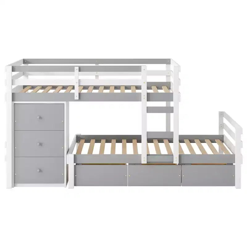 Letto a castello in legno con cassetti e scaletta, da una piazza e mezza - ModernLuxe