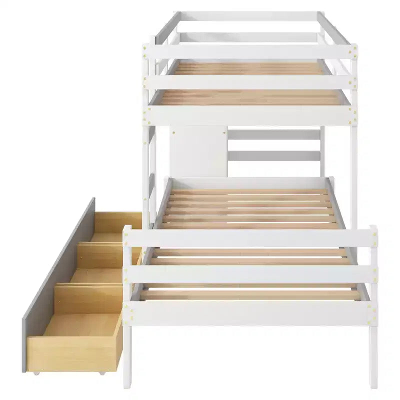 Letto a castello in legno con cassetti e scaletta, da una piazza e mezza - ModernLuxe