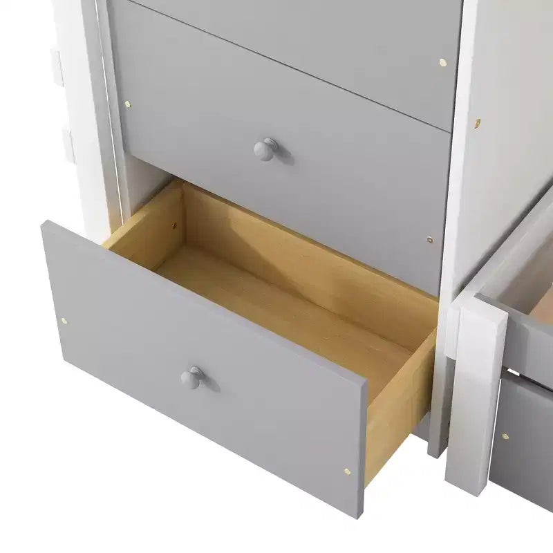 Letto a castello in legno con cassetti e scaletta, da una piazza e mezza - ModernLuxe