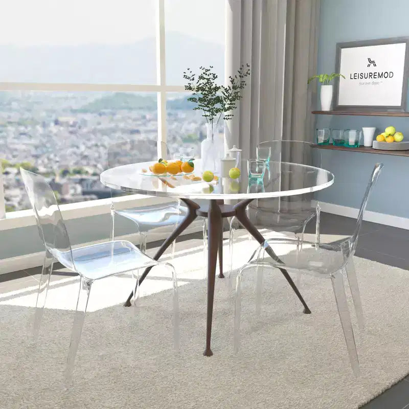 Sedia da pranzo LeisureMod Murray moderna di metà secolo - Design con bordo a cascata in acrilico, ergonomica e impilabile, set da 4