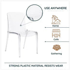Sedia da pranzo LeisureMod Murray moderna di metà secolo - Design con bordo a cascata in acrilico, ergonomica e impilabile, set da 4