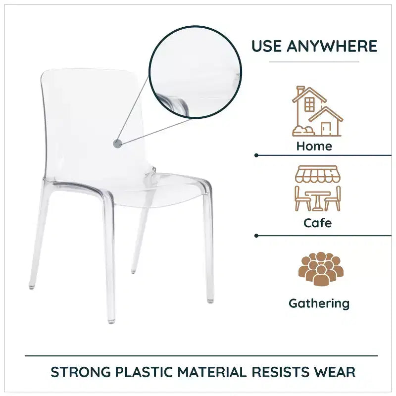 Sedia da pranzo LeisureMod Murray moderna di metà secolo - Design con bordo a cascata in acrilico, ergonomica e impilabile, set da 4