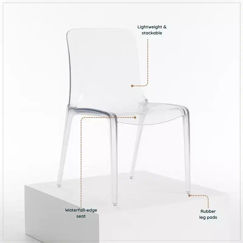 Sedia da pranzo LeisureMod Murray moderna di metà secolo - Design con bordo a cascata in acrilico, ergonomica e impilabile, set da 4