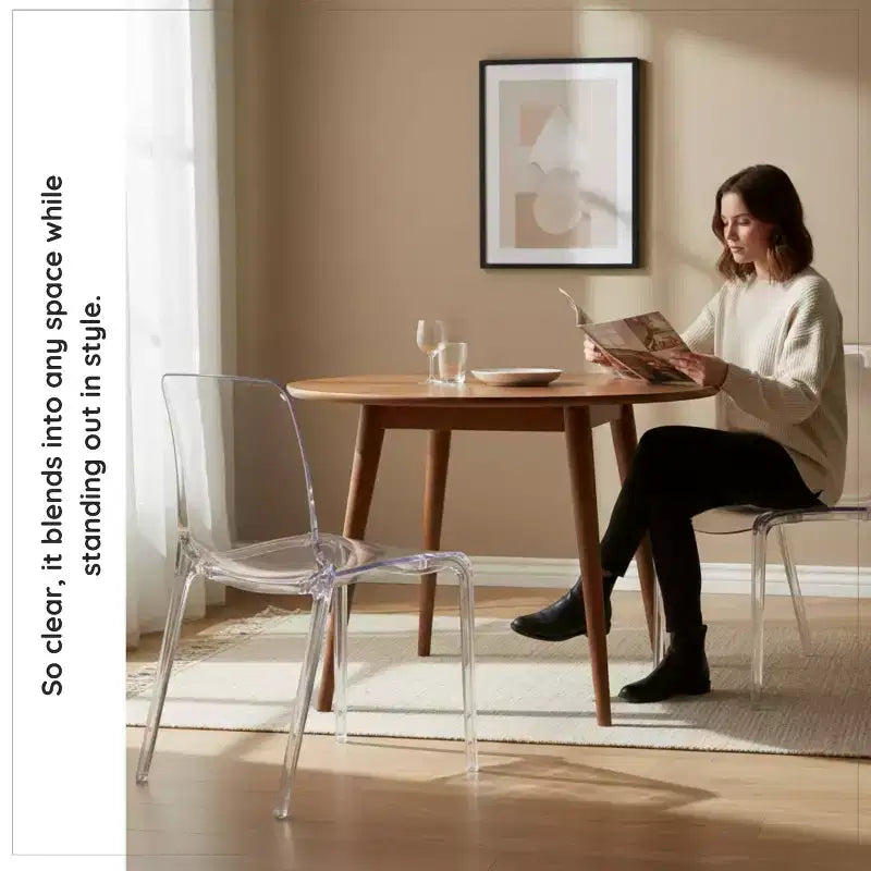 Sedia da pranzo LeisureMod Murray moderna di metà secolo - Design con bordo a cascata in acrilico, ergonomica e impilabile, set da 4