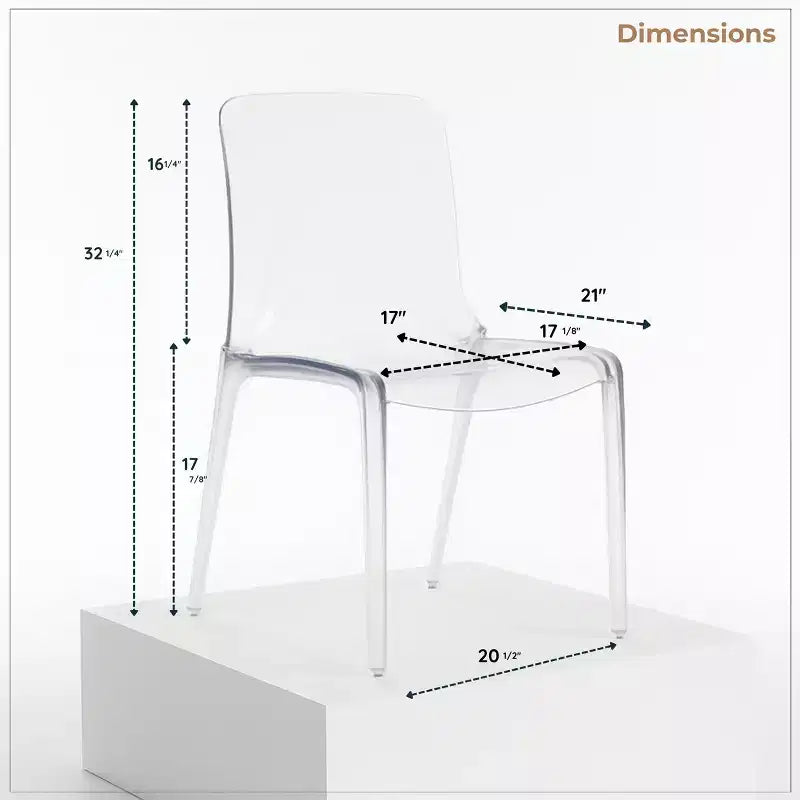 Sedia da pranzo LeisureMod Murray moderna di metà secolo - Design con bordo a cascata in acrilico, ergonomica e impilabile, set da 4