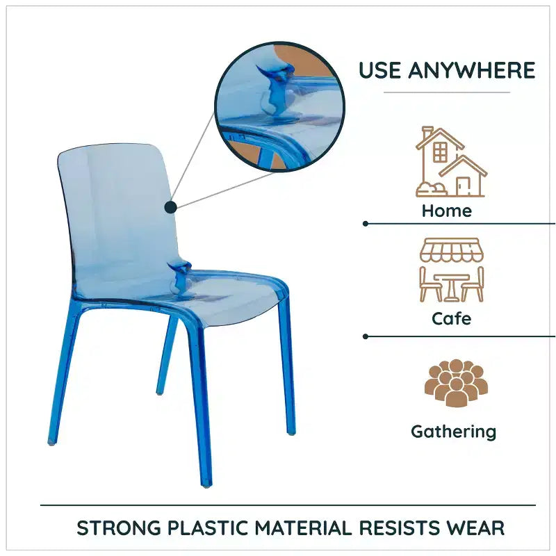 Sedia da pranzo LeisureMod Murray moderna di metà secolo - Design con bordo a cascata in acrilico, ergonomica e impilabile, set da 4
