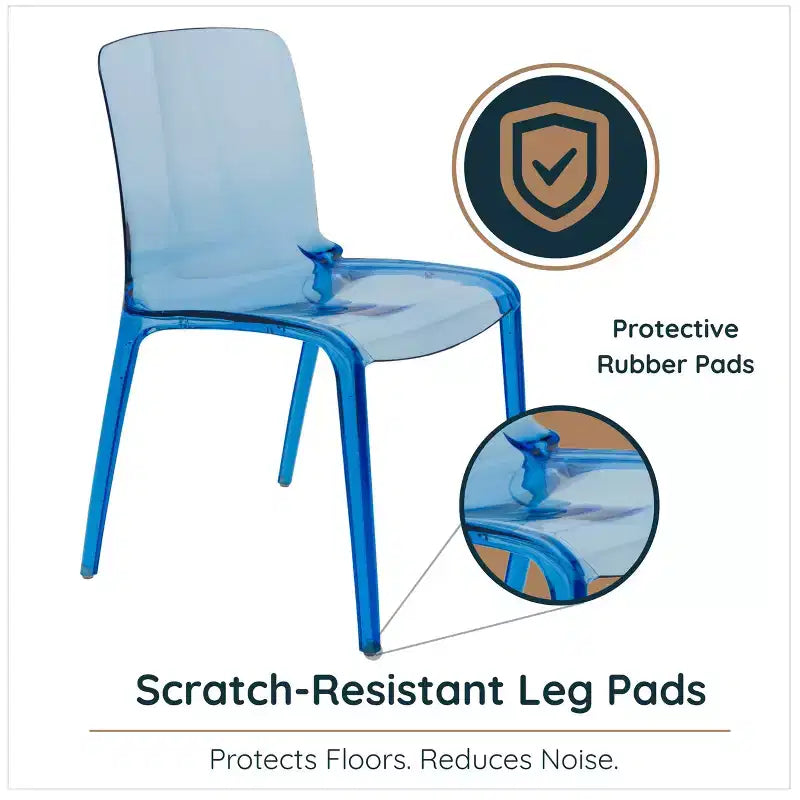 Sedia da pranzo LeisureMod Murray moderna di metà secolo - Design con bordo a cascata in acrilico, ergonomica e impilabile, set da 4