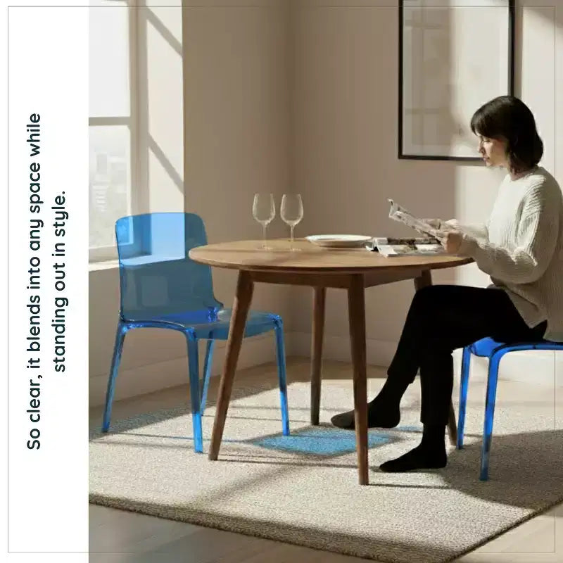 Sedia da pranzo LeisureMod Murray moderna di metà secolo - Design con bordo a cascata in acrilico, ergonomica e impilabile, set da 4
