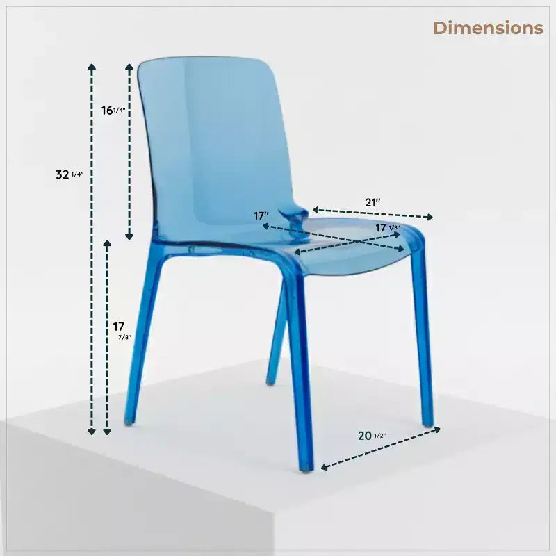 Sedia da pranzo LeisureMod Murray moderna di metà secolo - Design con bordo a cascata in acrilico, ergonomica e impilabile, set da 4
