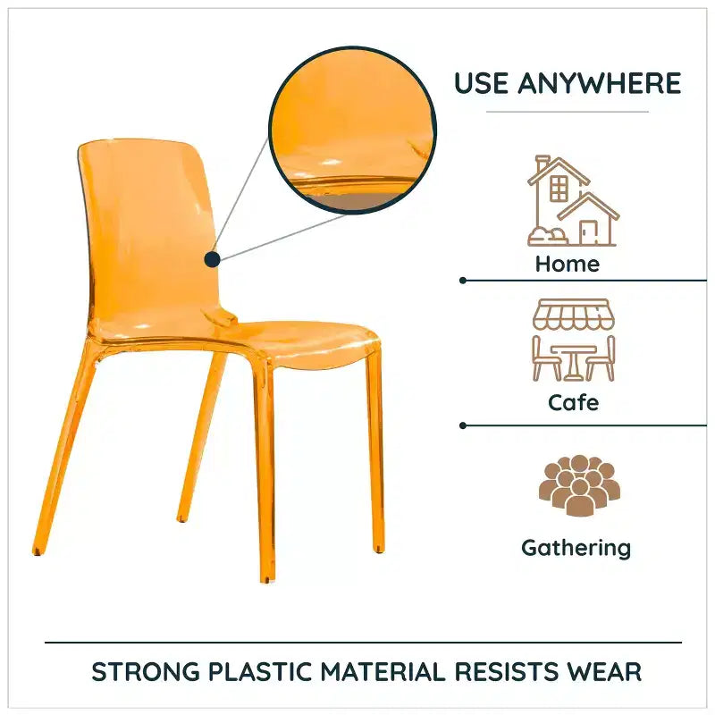 Sedia da pranzo LeisureMod Murray moderna di metà secolo - Design con bordo a cascata in acrilico, ergonomica e impilabile, set da 4