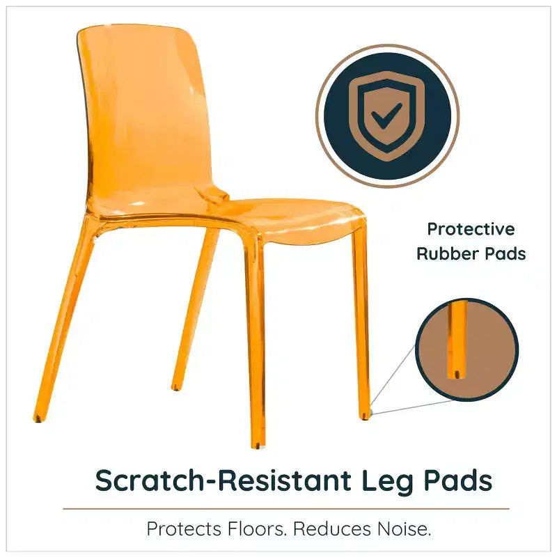 Sedia da pranzo LeisureMod Murray moderna di metà secolo - Design con bordo a cascata in acrilico, ergonomica e impilabile, set da 4