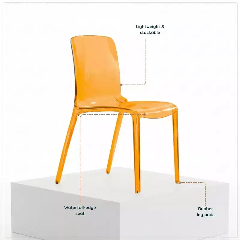 Sedia da pranzo LeisureMod Murray moderna di metà secolo - Design con bordo a cascata in acrilico, ergonomica e impilabile, set da 4