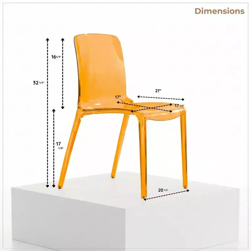 Sedia da pranzo LeisureMod Murray moderna di metà secolo - Design con bordo a cascata in acrilico, ergonomica e impilabile, set da 4