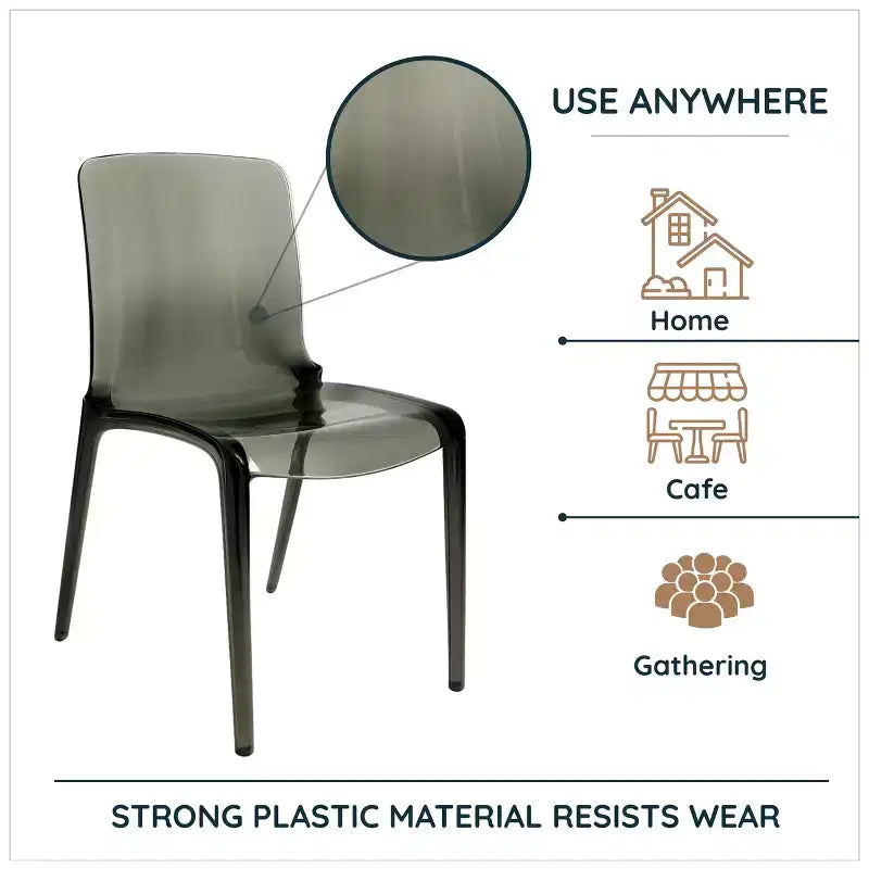 Sedia da pranzo LeisureMod Murray moderna di metà secolo - Design con bordo a cascata in acrilico, ergonomica e impilabile, set da 4