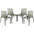 LeisureMod Murray Mid-Century Modern Dining Chair - Waterfall Edge Design Acrylic, Ergonomic and Stackable, Set of 4