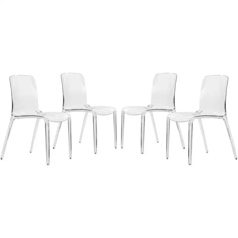 Sedia da pranzo LeisureMod Murray moderna di metà secolo - Design con bordo a cascata in acrilico, ergonomica e impilabile, set da 4