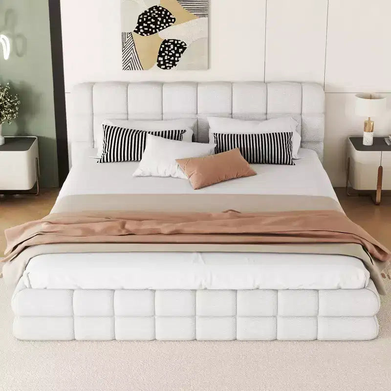 Letto a piattaforma Whisen Elegant Queen Size completamente imbottito con testiera