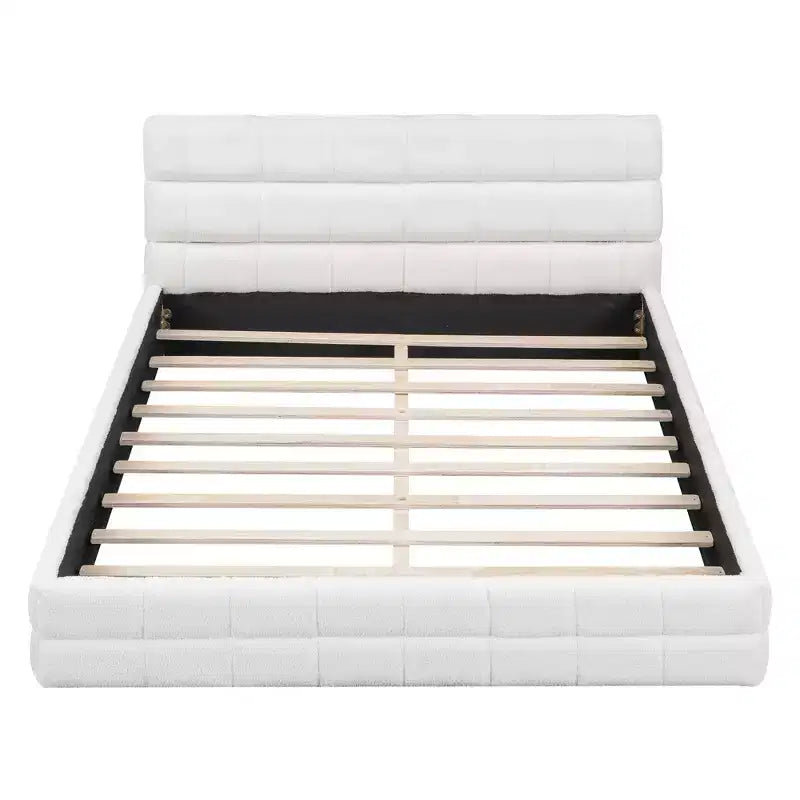 Letto a piattaforma Whisen Elegant Queen Size completamente imbottito con testiera