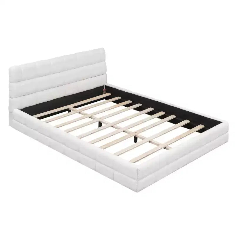 Letto a piattaforma Whisen Elegant Queen Size completamente imbottito con testiera
