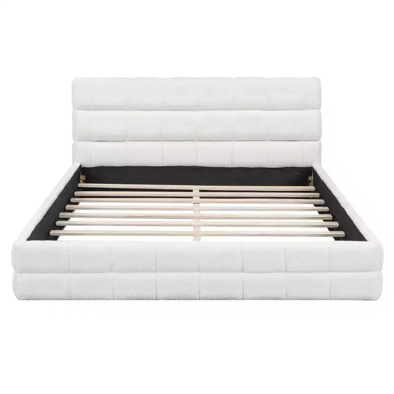 Letto a piattaforma Whisen Elegant Queen Size completamente imbottito con testiera