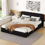 Letto a piattaforma Whisen Elegant Queen Size completamente imbottito con testiera
