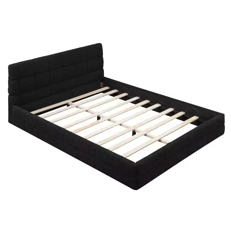 Letto a piattaforma Whisen Elegant Queen Size completamente imbottito con testiera