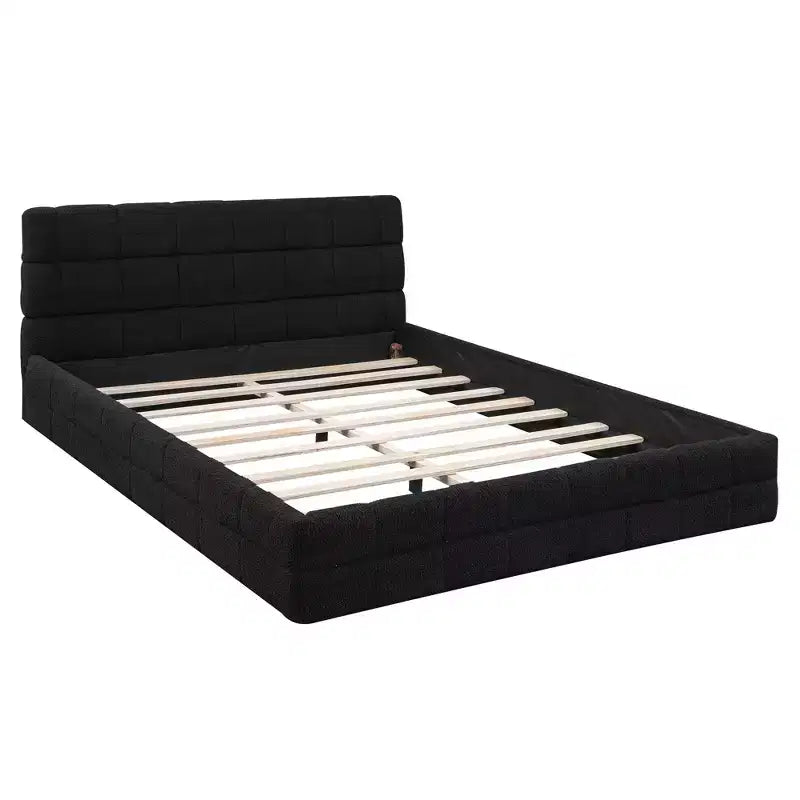 Letto a piattaforma Whisen Elegant Queen Size completamente imbottito con testiera