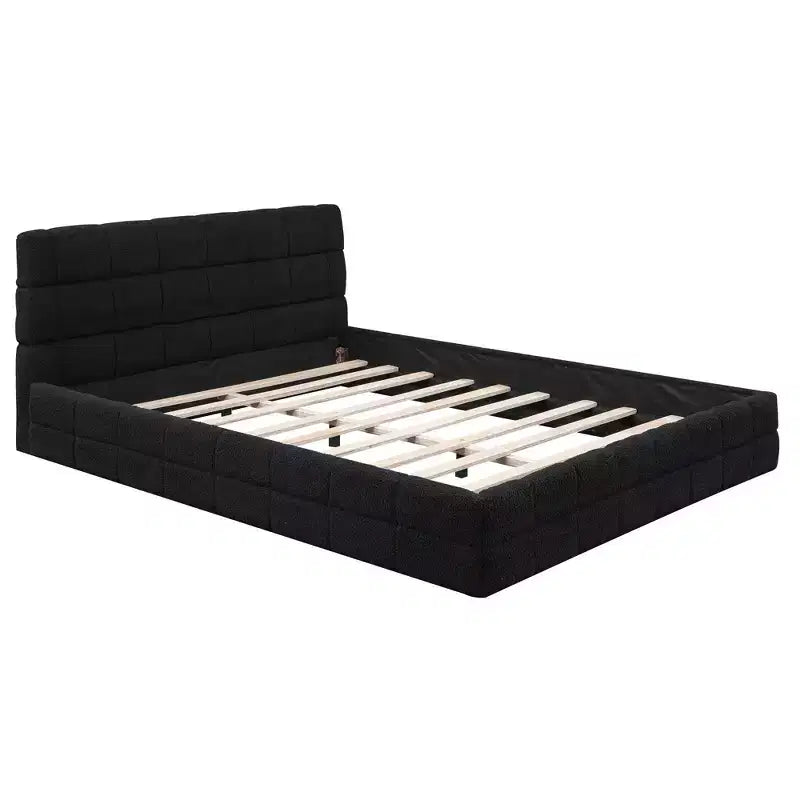 Letto a piattaforma Whisen Elegant Queen Size completamente imbottito con testiera