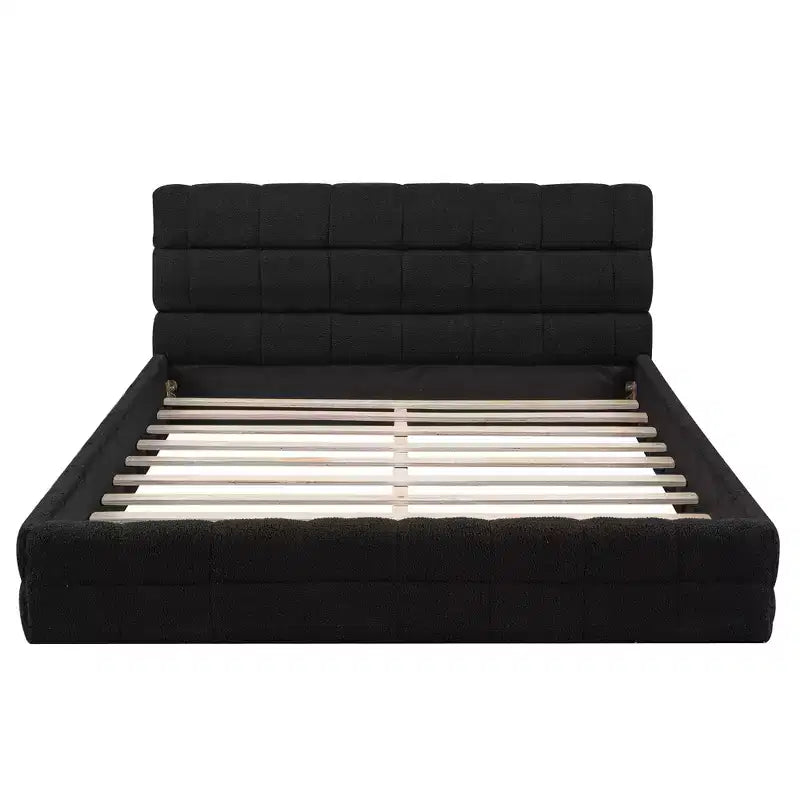 Letto a piattaforma Whisen Elegant Queen Size completamente imbottito con testiera