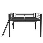 Letto a soppalco Whisen nero in metallo stile gaming con scrivania integrata, scaletta e ripiano, 235,7 cm lungh. x 105,9 cm largh.